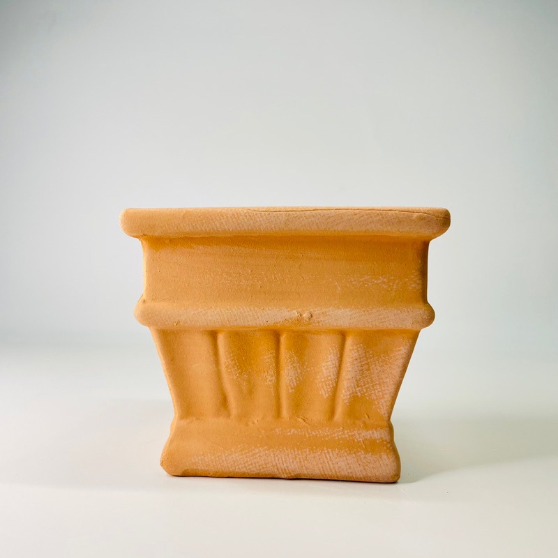 花盆王 知雨若泥 多肉植物盆栽•園藝組盆DIY•鄉村風造景花盆•台灣現貨•辦公室小物•素燒透氣紅陶方口刷白歐式小盆-細節圖2