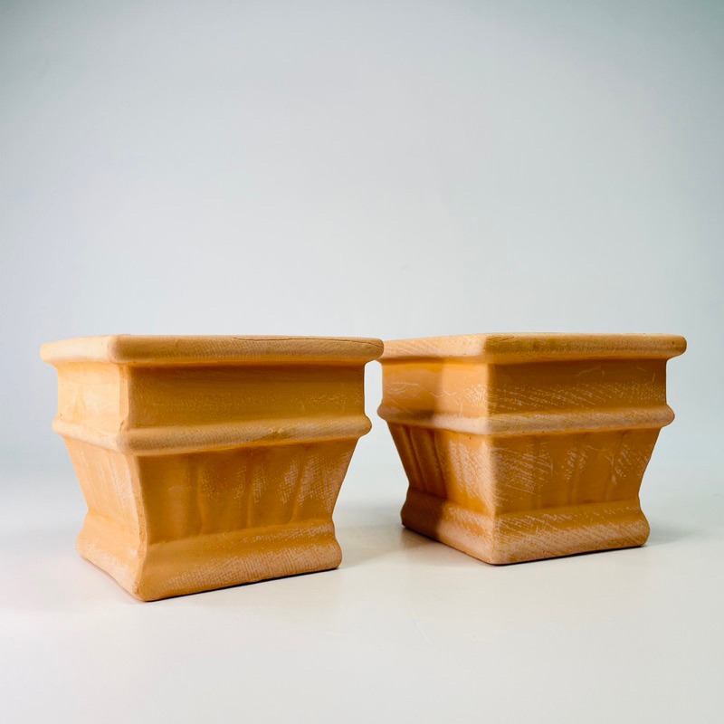 花盆王 知雨若泥 多肉植物盆栽•園藝組盆DIY•鄉村風造景花盆•台灣現貨•辦公室小物•素燒透氣紅陶方口刷白歐式小盆-細節圖5