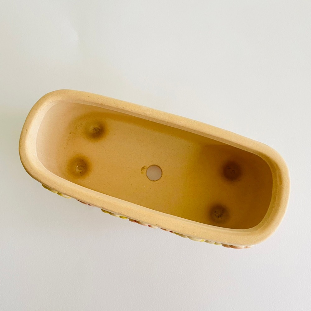 花盆王 知雨若泥 多肉盆栽長盆•花盆組盆•園藝花園造景•陽台植栽•台灣現貨•辦公室小物•鄉村風素燒花朵小長方盆-細節圖6