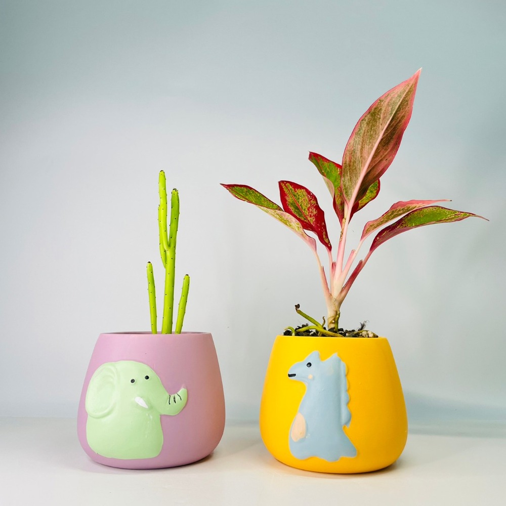 花盆王 知雨若泥 可愛怪奇動物園陶瓷盆栽植物花瓶多肉花器 筆筒文具化妝品收納 畢業婚禮佈置辦公室小物生日禮物DIY台灣-細節圖2