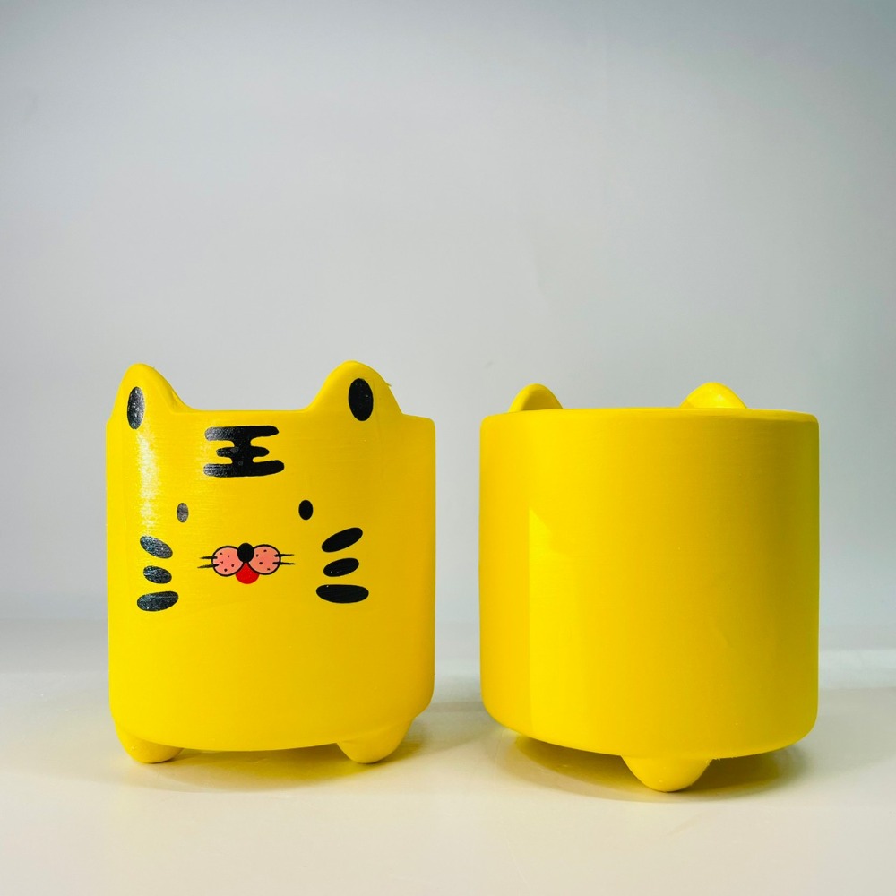花盆王 知雨若泥 黃色小老虎綠色小青蛙陶瓷盆栽植物花瓶多肉花器 筆筒文具化妝品收納 畢業婚禮佈置辦公室小物生日禮物DIY-細節圖5