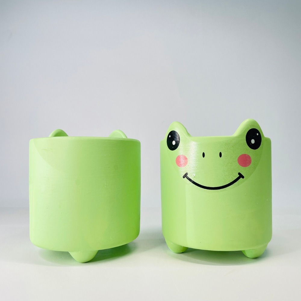 花盆王 知雨若泥 黃色小老虎綠色小青蛙陶瓷盆栽植物花瓶多肉花器 筆筒文具化妝品收納 畢業婚禮佈置辦公室小物生日禮物DIY-細節圖6