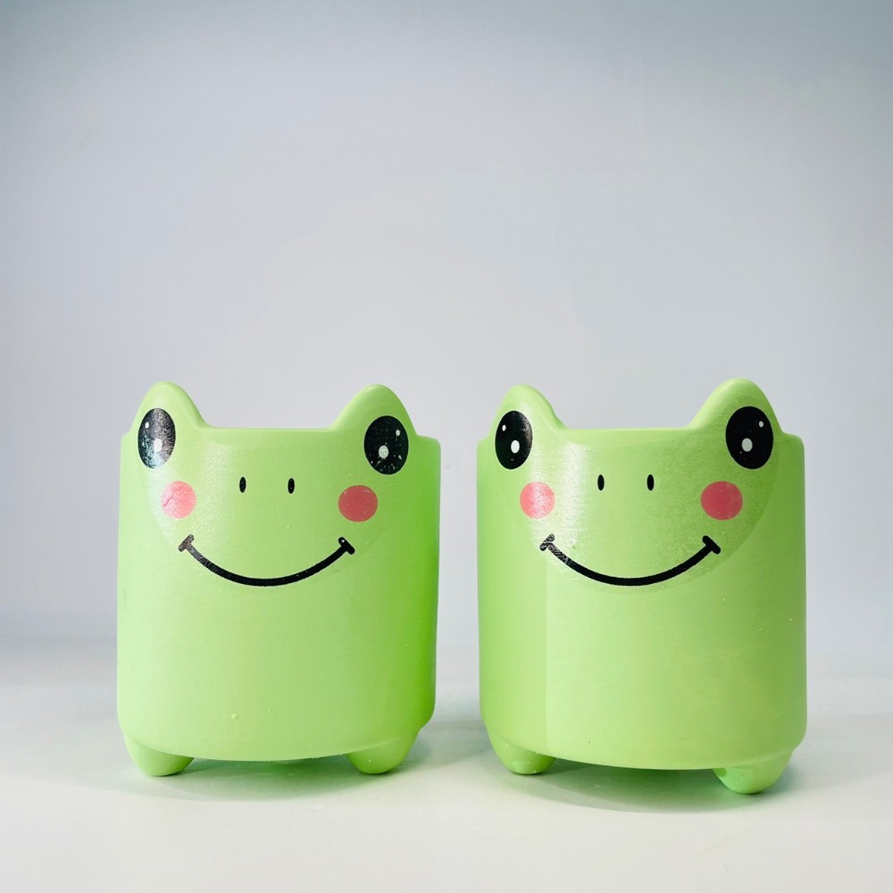 花盆王 知雨若泥 黃色小老虎綠色小青蛙陶瓷盆栽植物花瓶多肉花器 筆筒文具化妝品收納 畢業婚禮佈置辦公室小物生日禮物DIY-細節圖7