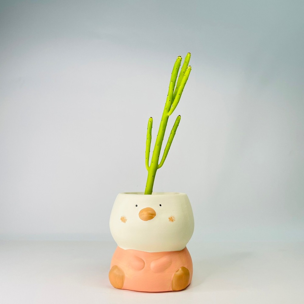 花盆王 知雨若泥 胖胖小鳥花盆陶瓷盆栽植物花瓶多肉花器 筆筒文具化妝品收納 畢業婚禮佈置辦公室小物生日禮物DIY台灣-細節圖2