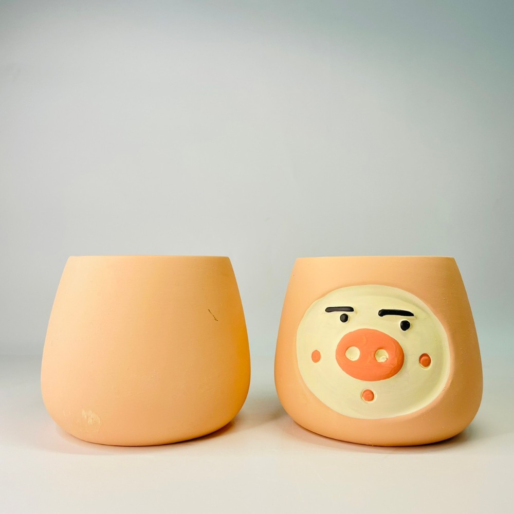 花盆王 知雨若泥 小豬表情花盆陶瓷盆栽植物花瓶多肉花器 筆筒文具化妝品收納 畢業婚禮佈置辦公室小物生日禮物DIY台灣-細節圖8