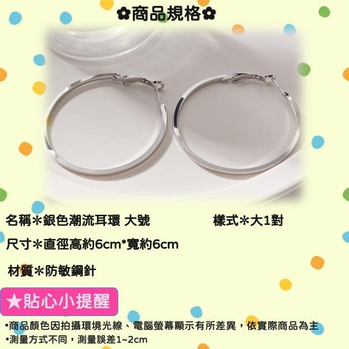現貨📿 銀色潮流耳環 大號 圈式 耳環 防敏鋼針 圈圈耳環 飾品 圓圈耳環 大耳環 CK2205087 【貓貨生活】-細節圖2