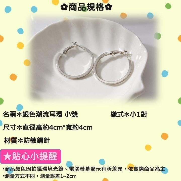 現貨📿 銀色潮流耳環 小號 圈式 耳環 防敏鋼針 圈圈耳環 飾品 圓圈耳環 CK2205083 【貓貨生活】-細節圖2