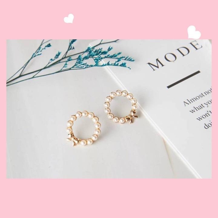 現貨📿 緞帶珍珠耳環 可愛 珍珠 耳環 防敏鋼針 蝴蝶結耳環 氣質耳環 CK2204054 【貓貨生活】-細節圖4