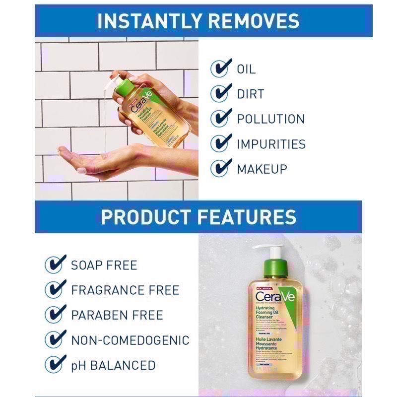 溫和卸妝+潔面✨ceraVe適樂膚保濕潔膚露Hydrating Foaming Oil Cleanser 236ml-細節圖2