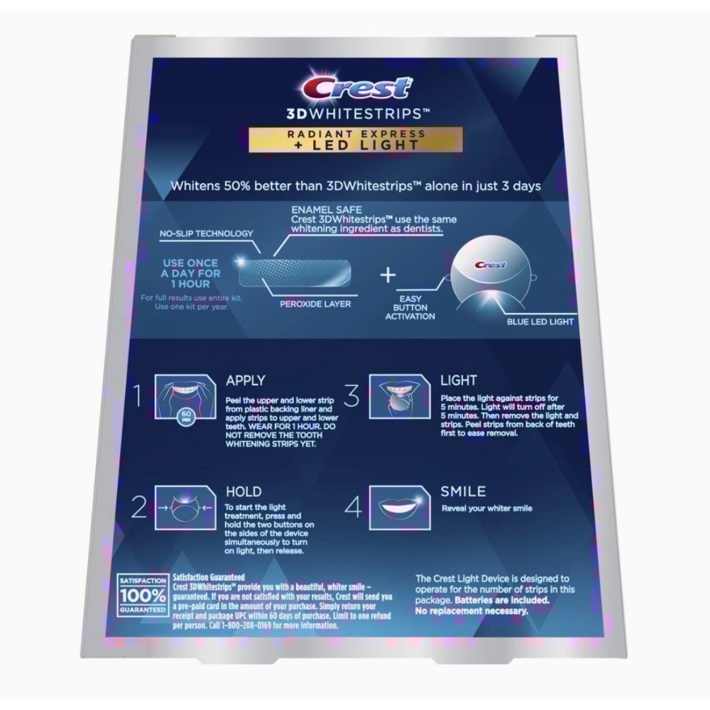🈶️優惠新包裝💓美國🇺🇸原裝 Crest 3D whitestrips藍光冷光美白儀+牙貼組-細節圖6