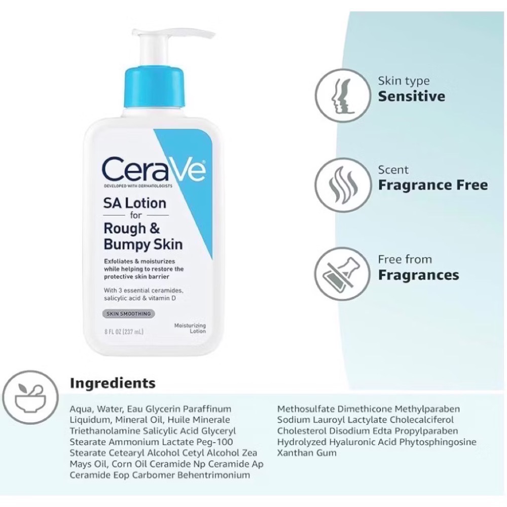 DrGrace推薦🫶CeraVe適樂膚SA水楊酸Rough&Bumpy保濕去角質乳霜/抗痘洗面乳/痘痘凝膠-細節圖6