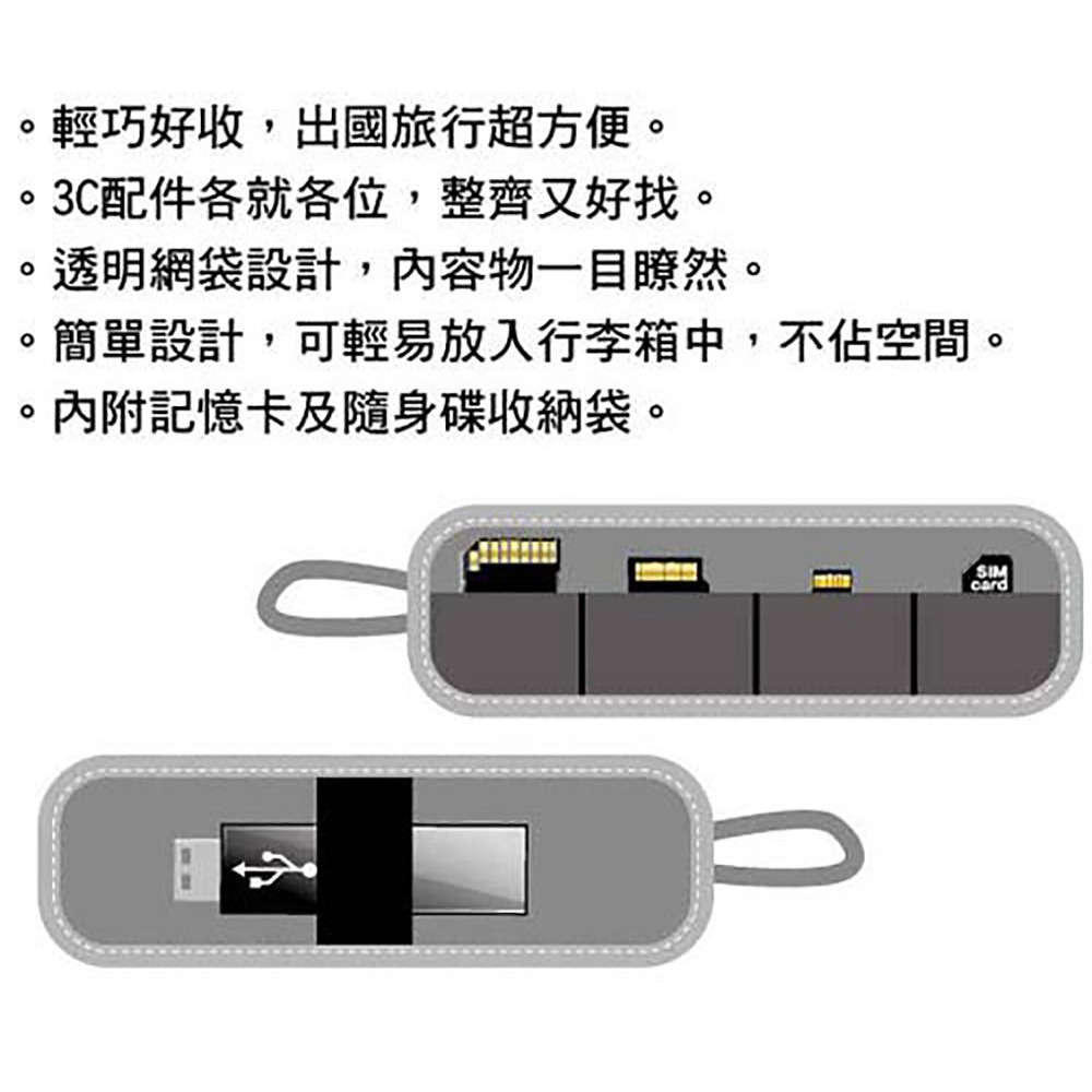 旅行玩家 3C 配件收納袋 (黑色) 收納袋 旅行分類收納包 衣物袋 收納包 旅行打包袋 旅遊收納-細節圖5