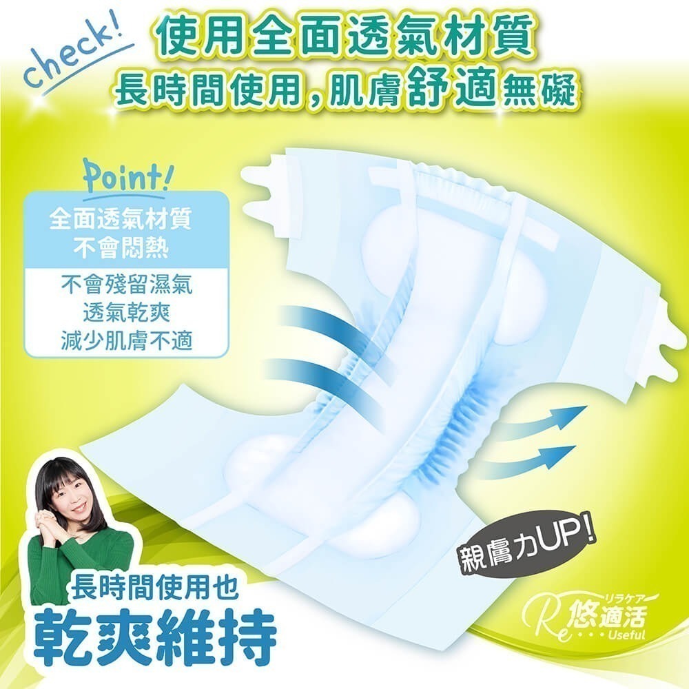 悠適活∣黏貼式成人尿布6回900cc (20片/包) 送600cc尿布替換片*2片(超取限購1包)-細節圖3