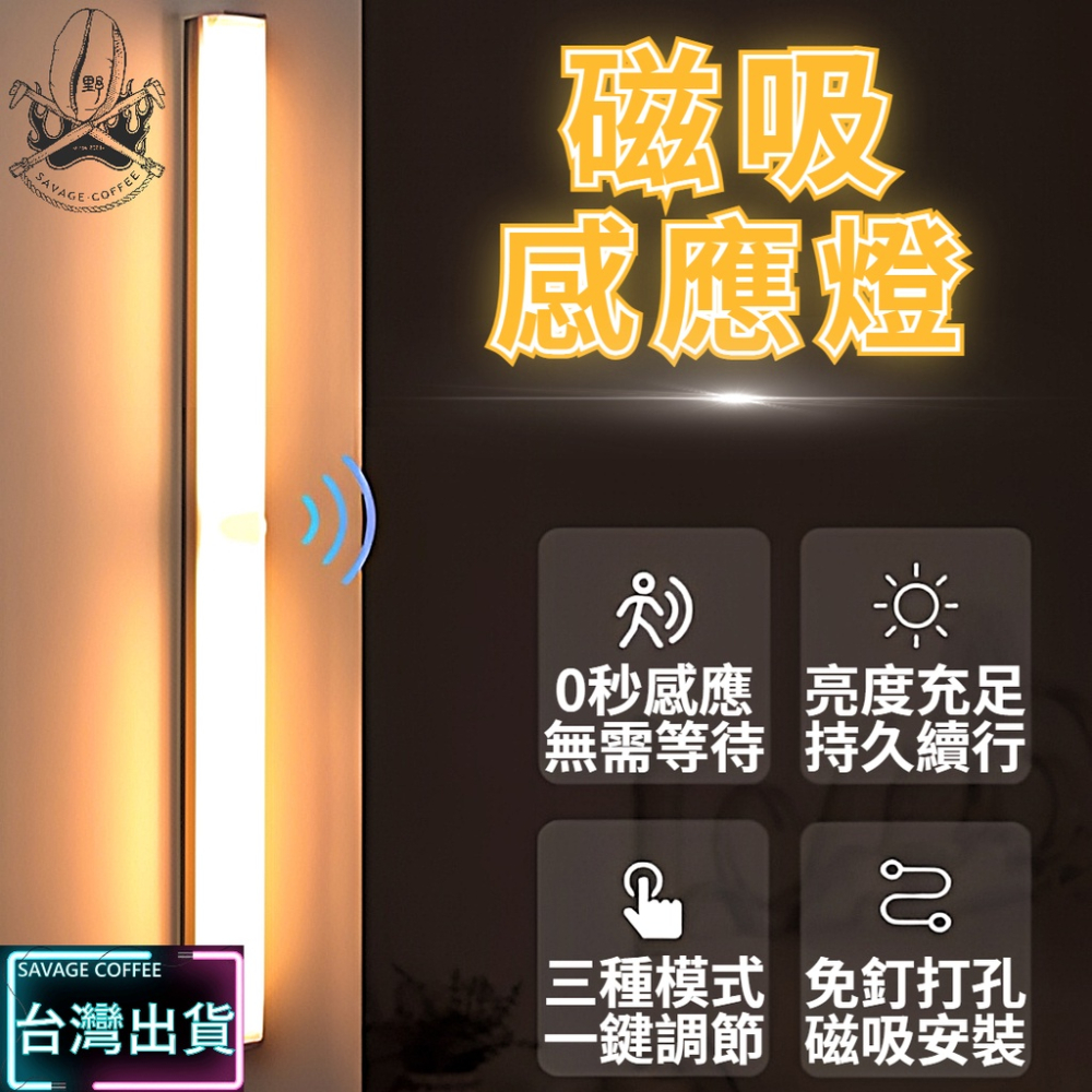 【現貨秒發免運】三段 磁吸感應燈 人體 LED 燈條 暖光 白光 USB充電 智能LED感應燈 小夜燈 走廊燈 櫥櫃燈