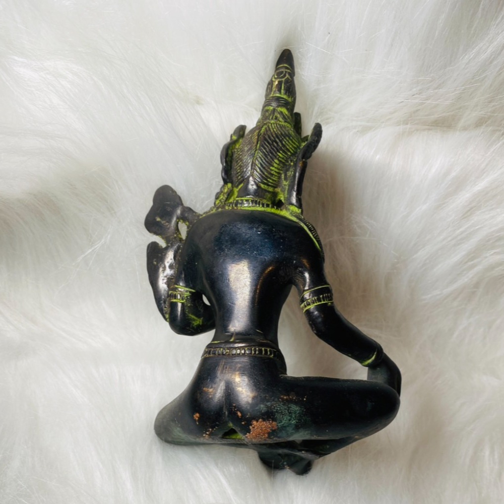 【藏傳佛教護身符-供奉尊】綠度母 5吋 未裝臟 老天鐵天銅合金 #供奉-細節圖3