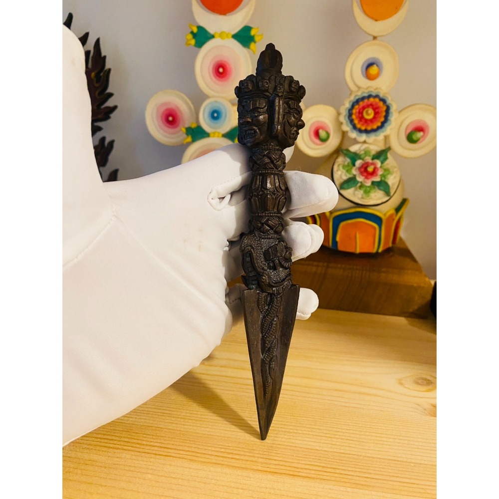 【藏傳佛教-法器】 三面普巴杵-細節圖3