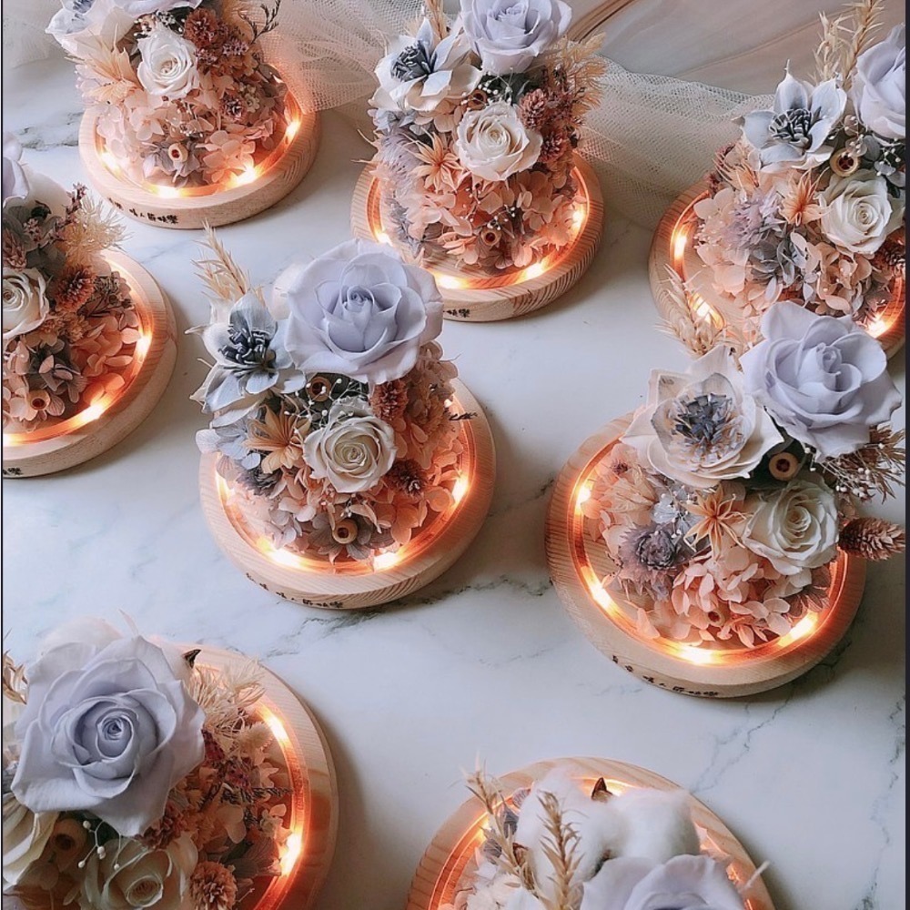 永生花玫瑰玻璃罩 淡紫色系 居家擺設-細節圖6