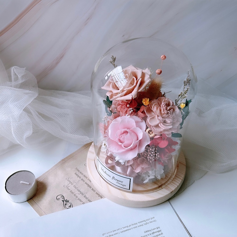 永生花 玫瑰 玻璃罩 情人節禮物-細節圖3
