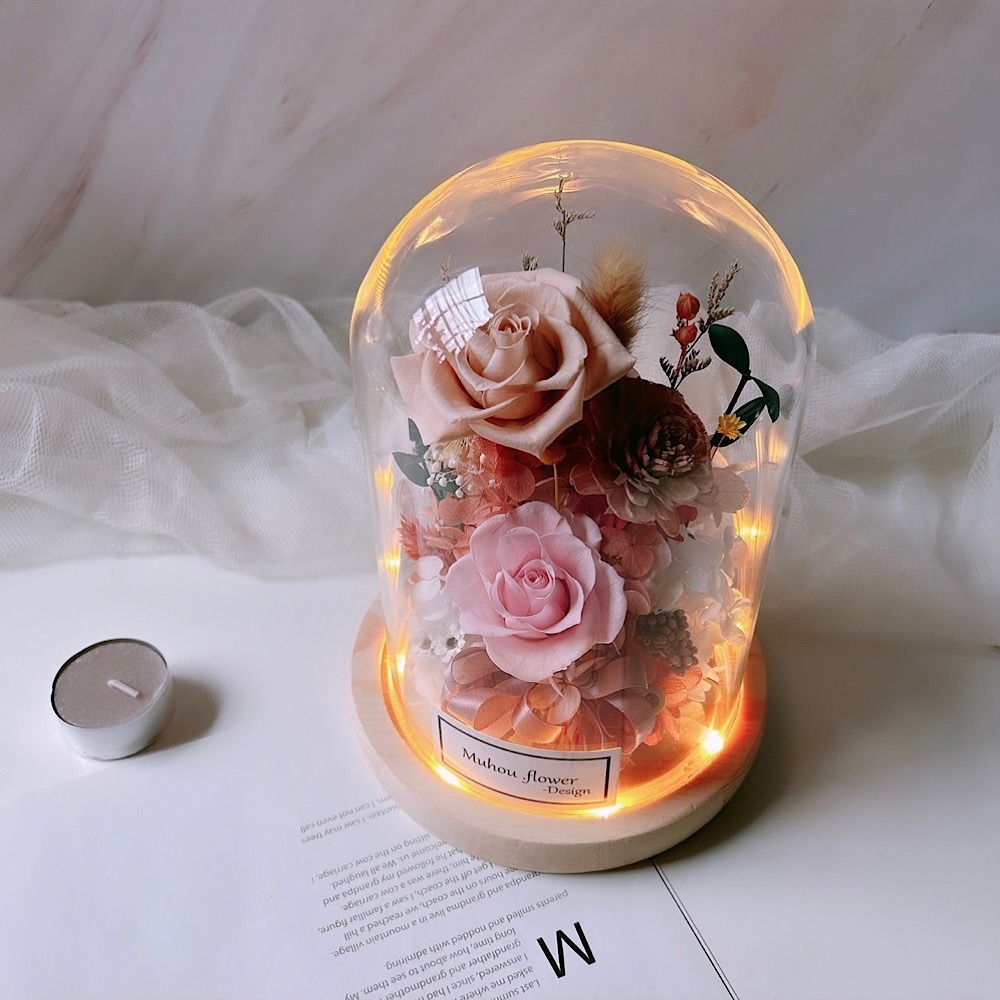 永生花 玫瑰 玻璃罩 情人節禮物-細節圖6