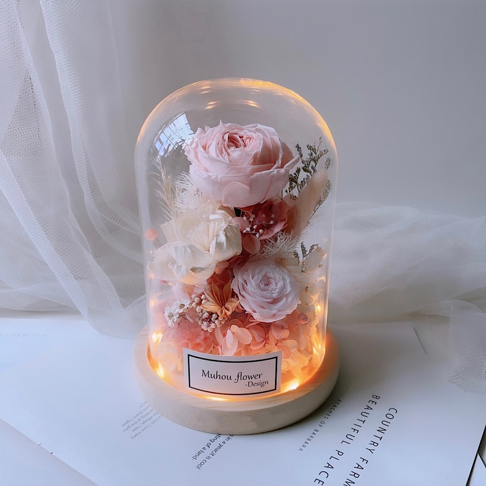 永生花 庭園玫瑰 玻璃罩  薔薇 情人節禮物-細節圖2