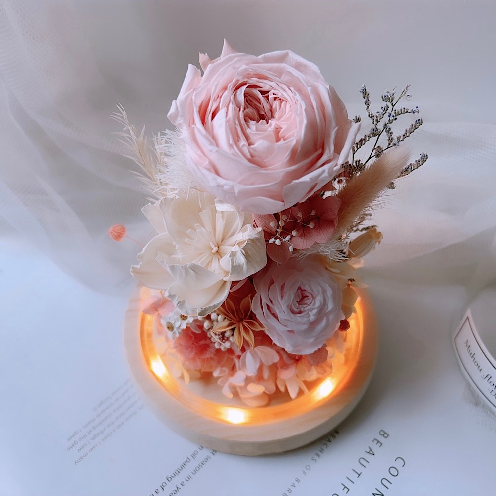 永生花 庭園玫瑰 玻璃罩  薔薇 情人節禮物-細節圖3