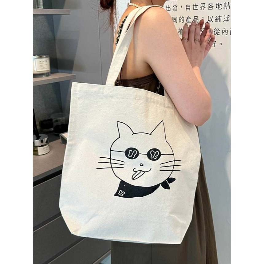 uka 貓咪托特包 戴著墨鏡的貓的引人注目的插圖-細節圖3