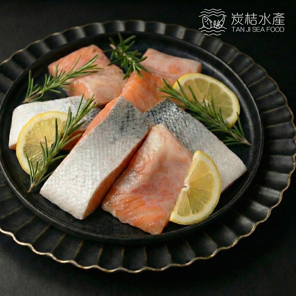 炭桔水產 挪威帶皮鮭魚腹片 200g-細節圖2