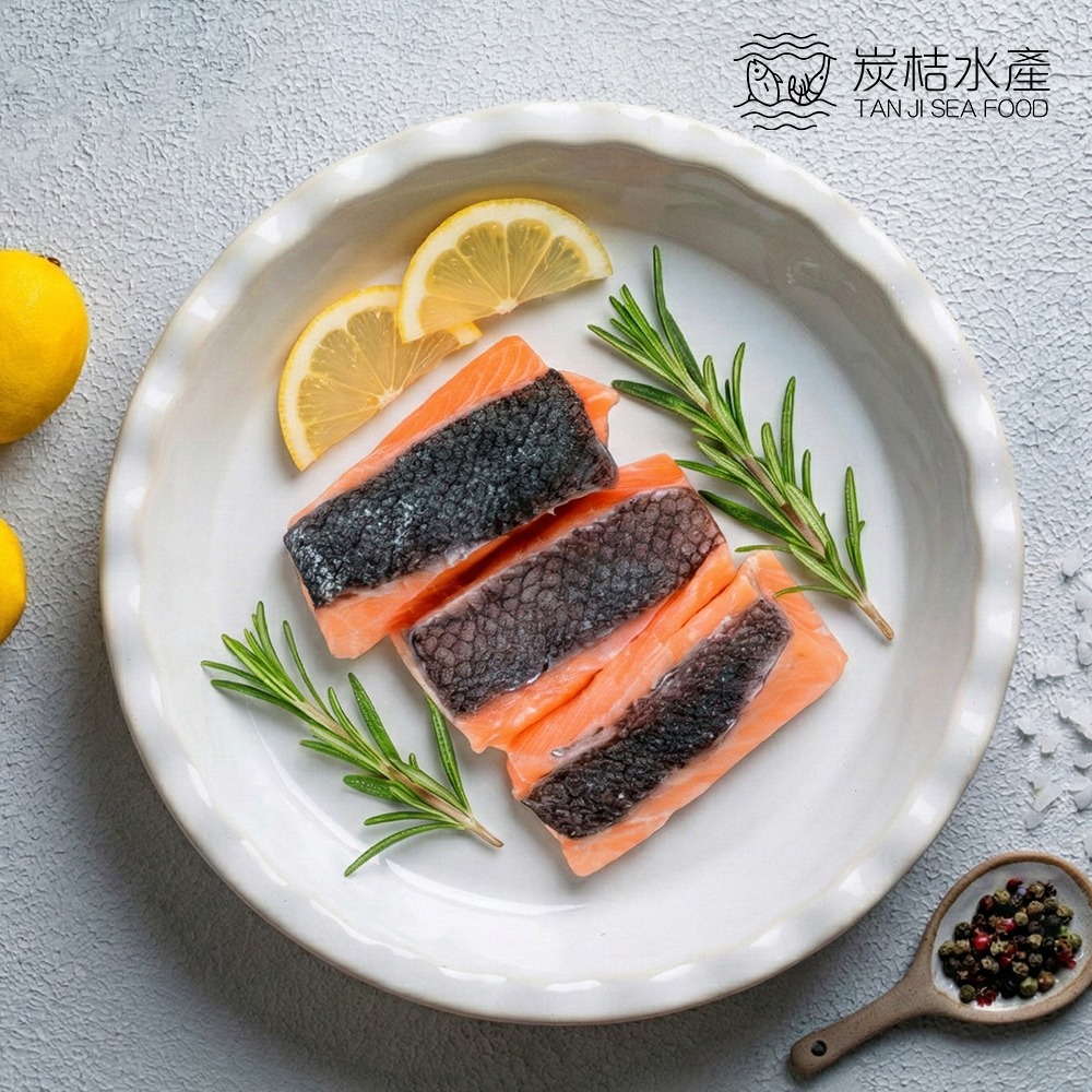 炭桔水產 挪威帶皮鮭魚條 200g-細節圖2