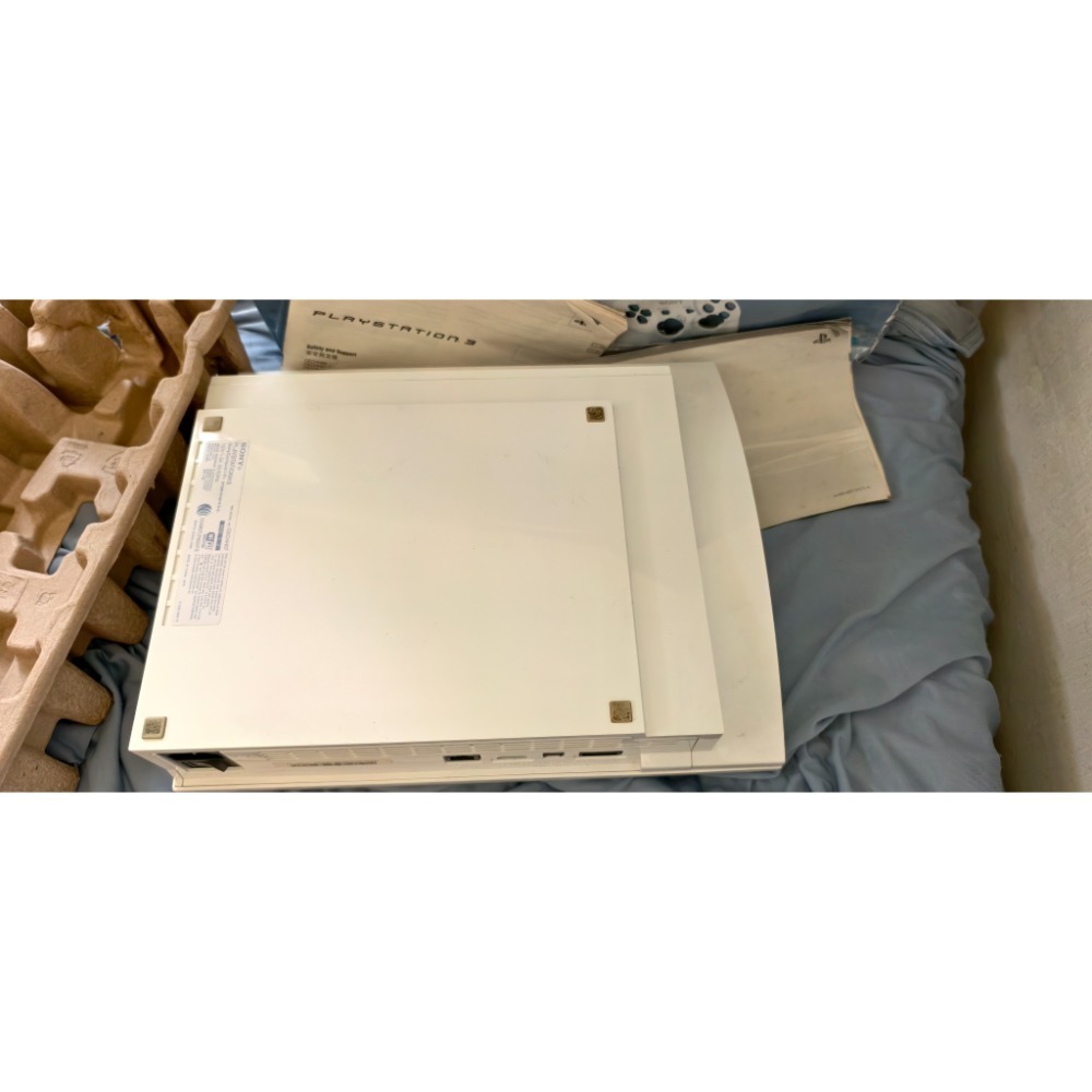 【對號盒書全】PS3 陶瓷白厚機 CECHH07 故障機/零件機（主機與紙盒同號、含初代原廠手把、說明書、AV線）-細節圖3