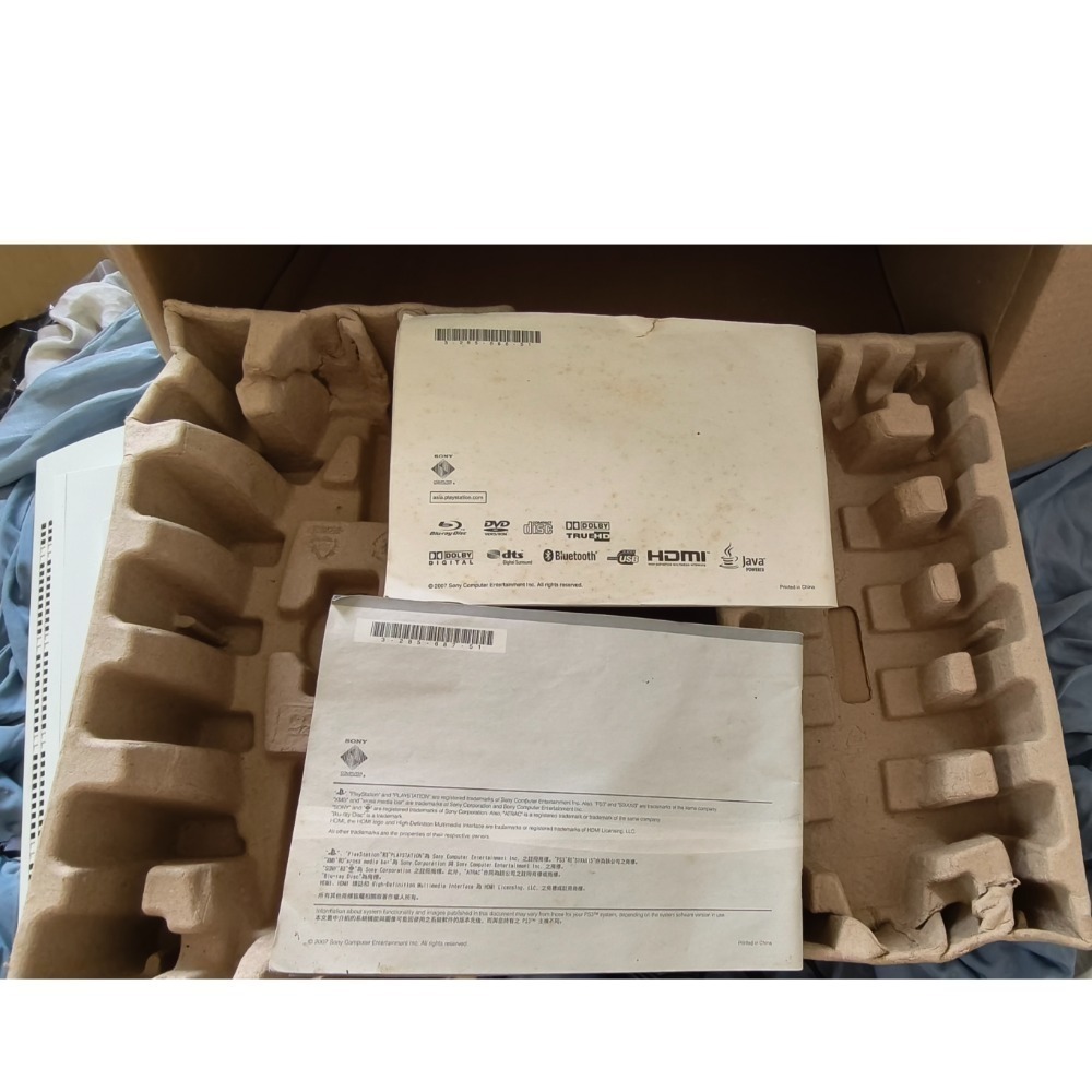 【對號盒書全】PS3 陶瓷白厚機 CECHH07 故障機/零件機（主機與紙盒同號、含初代原廠手把、說明書、AV線）-細節圖10