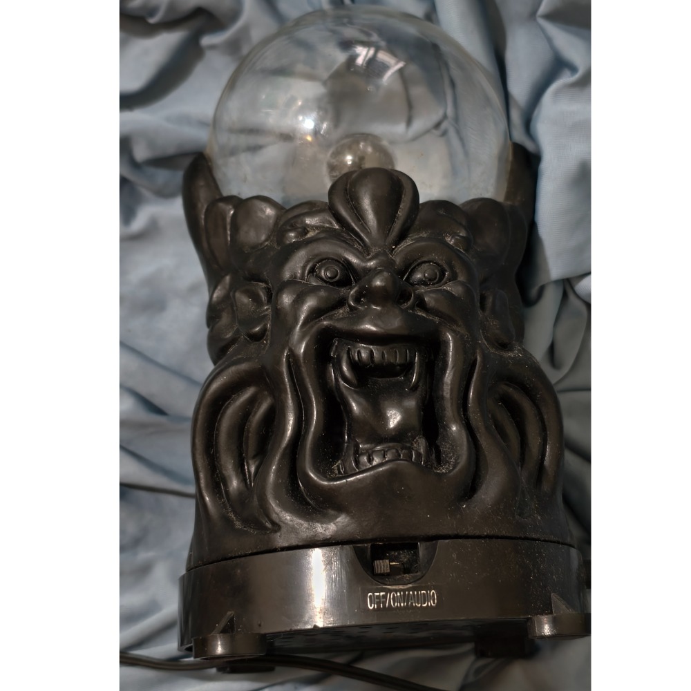 【絕版珍藏】早期台製 美式復古惡魔頭雕聲控電漿魔球燈（功能完好、附 MIT BEAM 原裝變壓器）-細節圖2