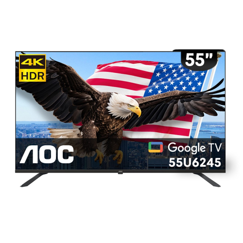 AOC 55型 4K HDR Google TV 智慧顯示器 55U6245 無安裝/含基本安裝