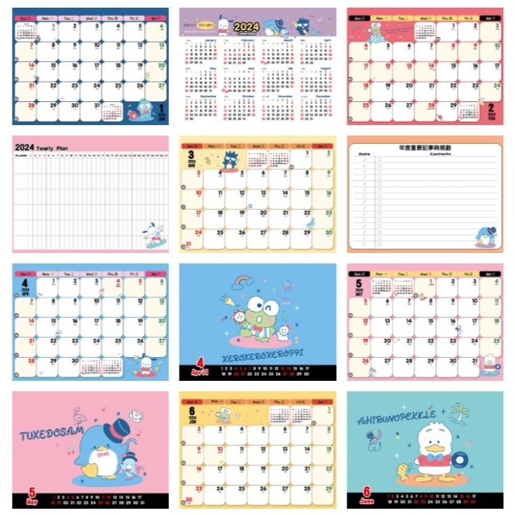 2024年 113年 Sanrio授權三角桌曆 (三麗鷗男團/凱蒂貓)-細節圖6