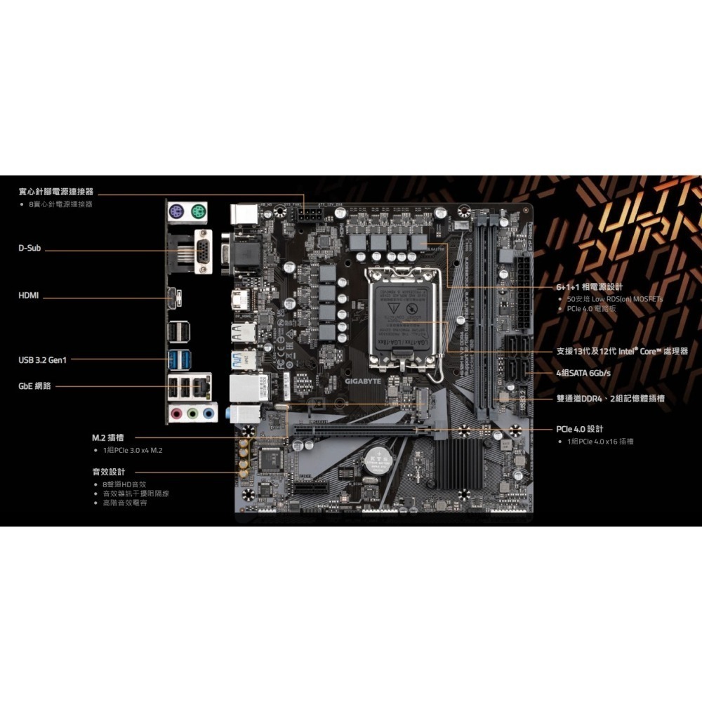 全新公司貨 GIGABYTE 技嘉 H610M H V2 DDR4 主機板-細節圖4