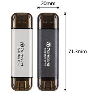 Transcend 創見 ESD310S 1TB USB3.2/Type C 雙介面行動固態硬碟 (極光銀)-細節圖2