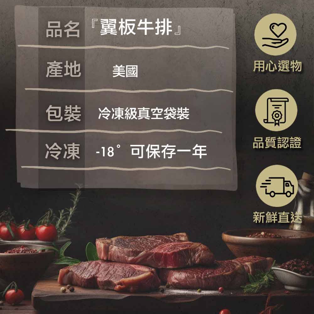 【漢克嚴選】藍絲帶安格斯黑牛翼板牛排3片組(200g±10% /片)-細節圖9