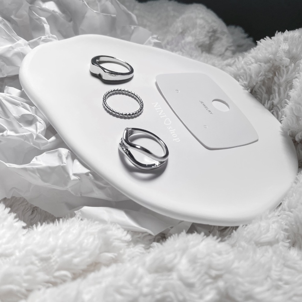 𝑵𝑰𝑵𝑰 ♡ 設計感戒指 #527437 三入組 百搭單品 簡約時尚 銀色戒指 韓國時尚冷淡風 不規則流行-細節圖2