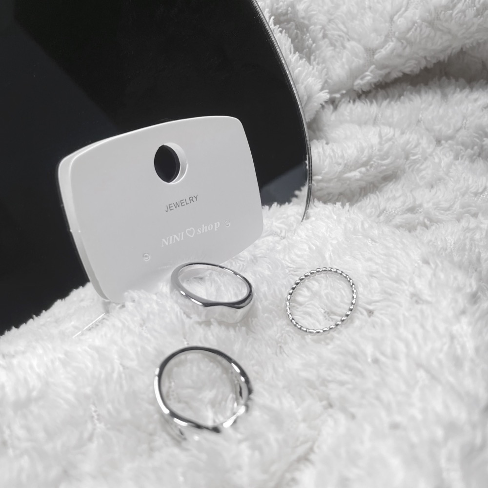 𝑵𝑰𝑵𝑰 ♡ 設計感戒指 #527437 三入組 百搭單品 簡約時尚 銀色戒指 韓國時尚冷淡風 不規則流行-細節圖4