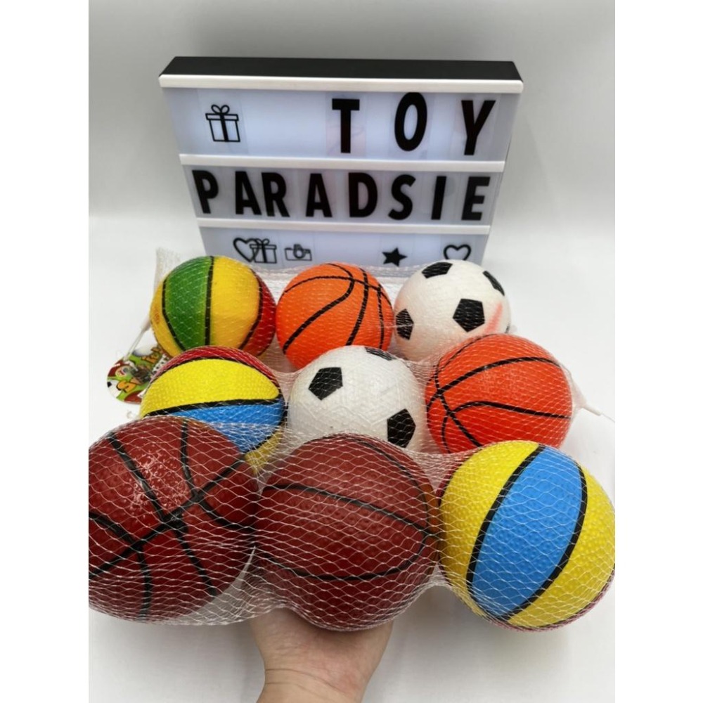 【玩具兄妹】現貨! 12公分兒童彈力球足球籃球(3入/網袋裝) 花色多樣 趣味彈力球 兒童戶外皮球 親子互動 兒童彈力球-細節圖3