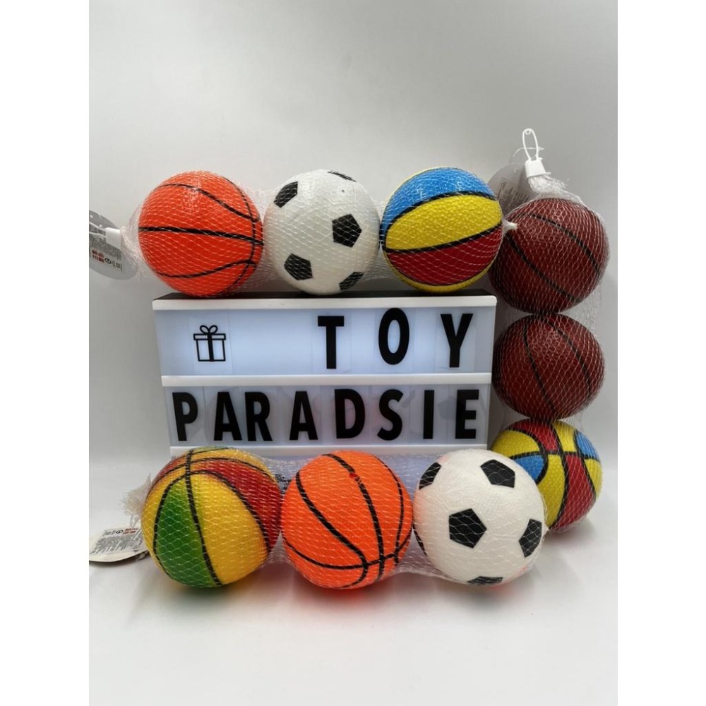 【玩具兄妹】現貨! 12公分兒童彈力球足球籃球(3入/網袋裝) 花色多樣 趣味彈力球 兒童戶外皮球 親子互動 兒童彈力球-細節圖5