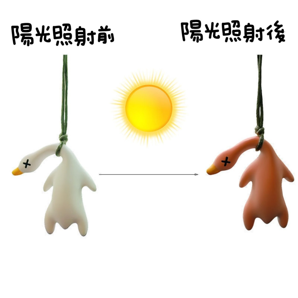 【玩具兄妹】現貨! 遇光變色烤鴨(照太陽光會變色/附贈掛繩) 烤鴨吊飾 車載掛繩 搞笑 變色烤鴨-細節圖4