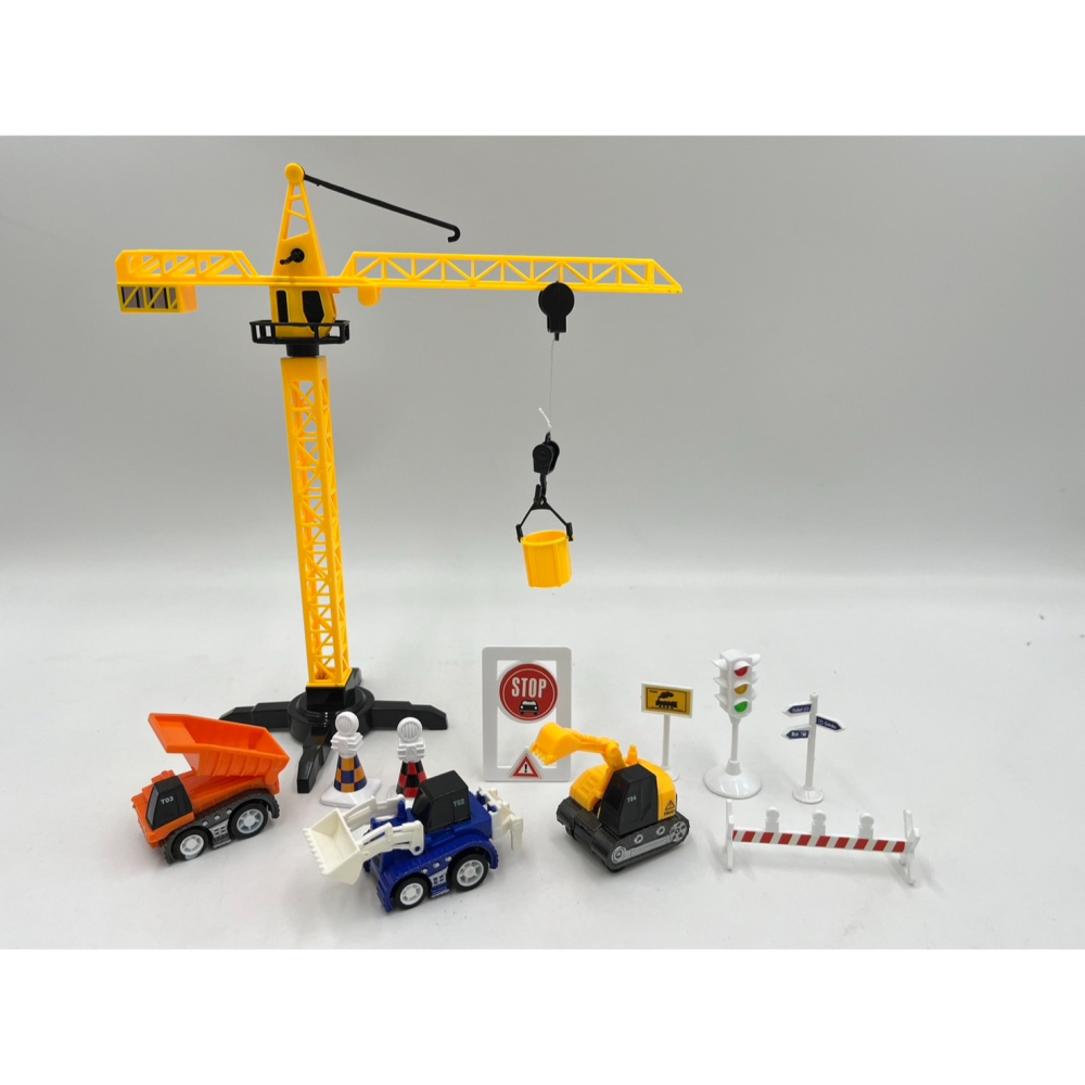 【玩具兄妹】現貨! 工程吊塔 禮盒(吊塔/工程車/交通號誌/地圖) 部分機關可以動 工程車吊塔 砂石車 挖土機 推土機-細節圖7
