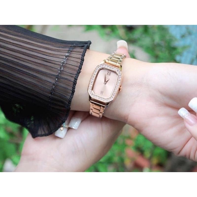 fossil 玫瑰金方錶鑲鑽 BQ3670-細節圖2