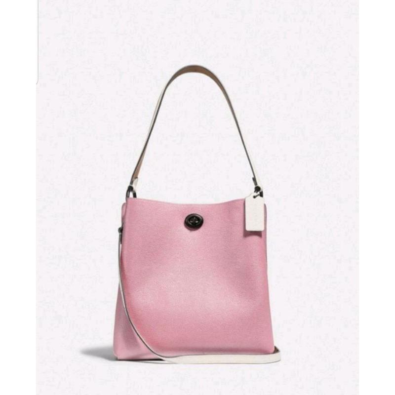 coach Charlie 21 粉色 現貨 免運 小款水桶包 有防層袋子-細節圖2