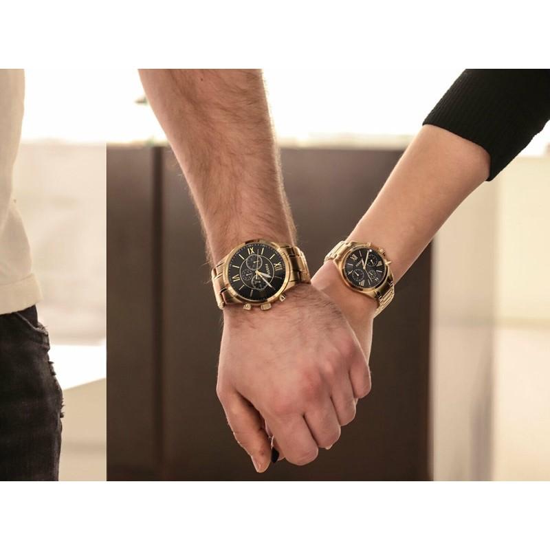 Fossil 金色 黑錶面 情侶錶-細節圖3