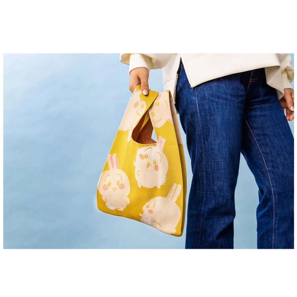 現貨 吉伊卡哇 chiikawa🌼兔兔 烏薩奇 針織袋 包包 ちいかわ 肩背包 收納包 隨身包 小八 白熊 自嘲熊-細節圖2