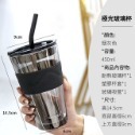 [台灣現貨]杯子 玻璃杯 玻璃水杯 玻璃咖啡杯 吸管杯 冷水杯 玻璃 透明 環保杯 水杯  韓-規格圖5