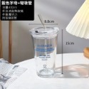 [台灣現貨]杯子 玻璃杯 玻璃水杯 玻璃咖啡杯 吸管杯 冷水杯 玻璃 透明 環保杯 水杯  韓-規格圖5