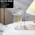 [台灣現貨]杯子 玻璃杯 玻璃水杯 玻璃咖啡杯 吸管杯 冷水杯 玻璃 透明 環保杯 水杯  韓-規格圖5