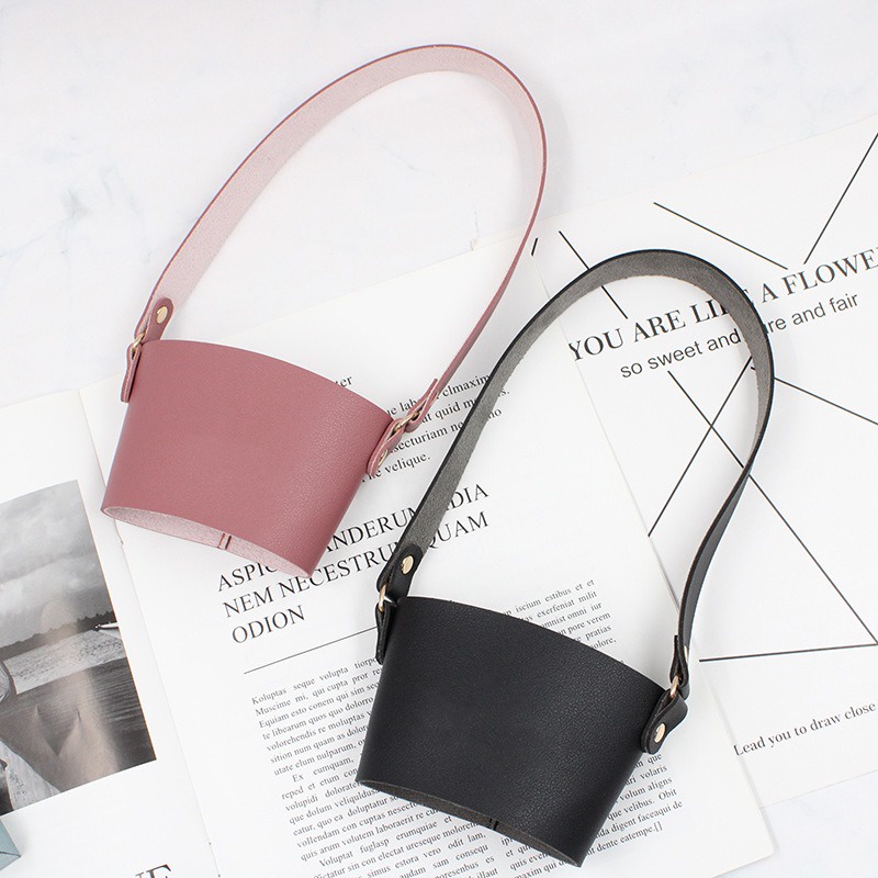 [KSelect]杯套 飲料提袋 飲料袋 飲料杯套 杯袋 飲料提袋 提袋 環保提袋 環保杯套 皮革質感 素色 細 手搖飲-細節圖2